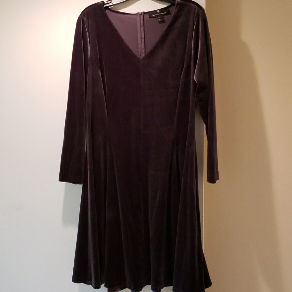 Amanda Uprichard Fit and Flare Grey Velvet Dress